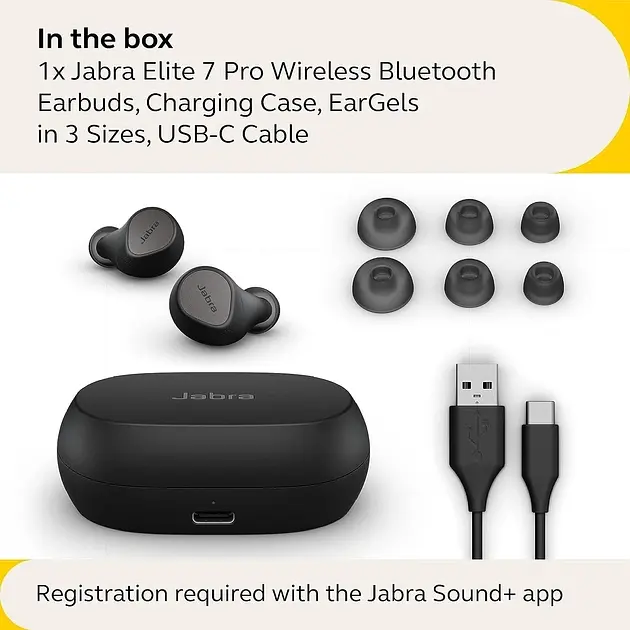 Бездротові вакуумні Bluetooth навушники Jabra Elite 7 (Чорний) - фото 4