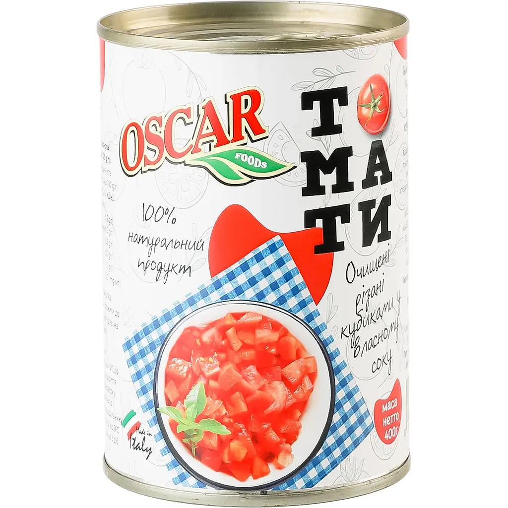 Уцінка. Томати Oscar Очищені різані кубиками у власному соку 400 г (949630)   - фото 2