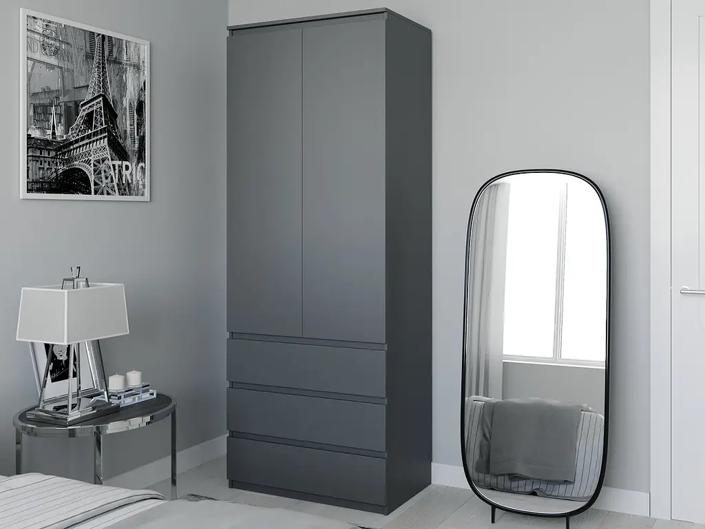 Шкаф для одежды Flamecame с 3 ящиками и полочками внутри из ДСП II FT-210 - фото 3