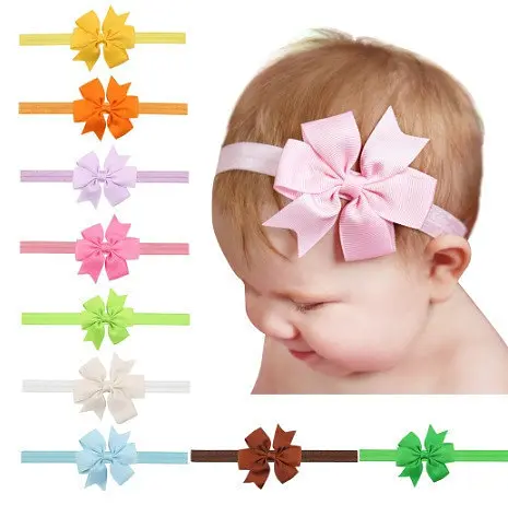 Пов'язка дитяча кавова з бантиком - на резинці окружність від 30 см до 48 см бант 9 см - фото 4