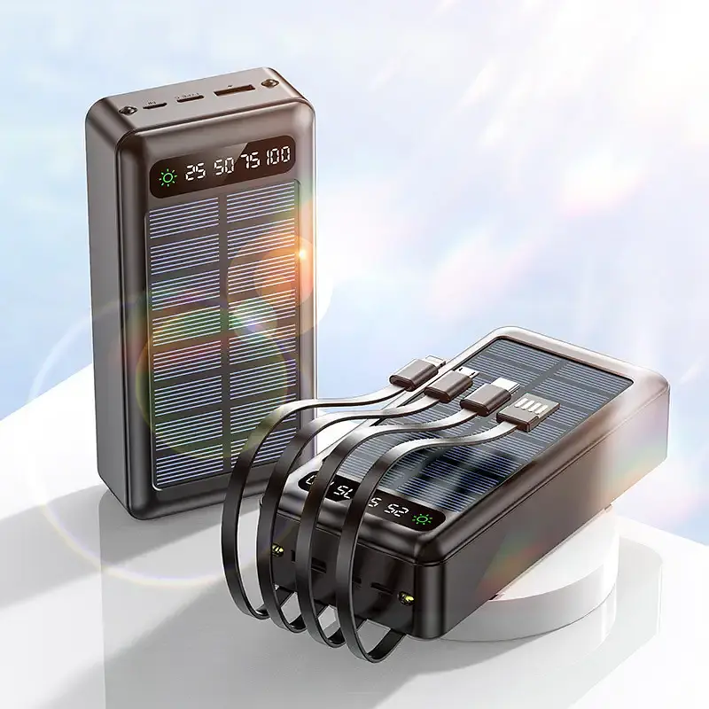 Зовнішній акумулятор Powerbank Solar Energy SLR-50 50000 mAh із сонячною батареєю на 4 виходи Чорний (00383) - фото 3
