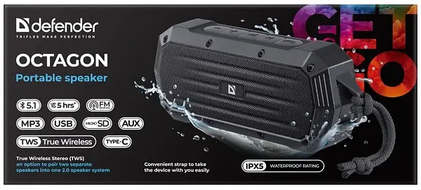 Портативна акустика Defender Octagon Black (65039) - фото 7