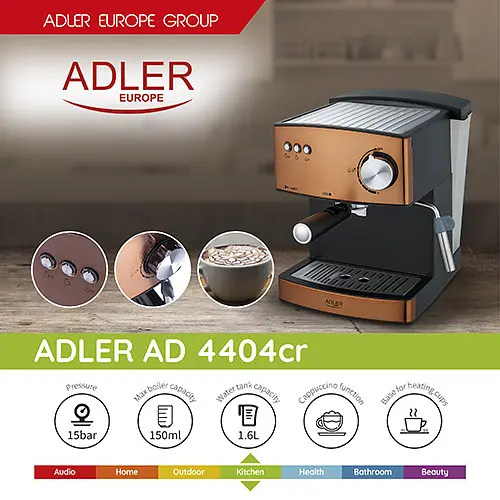 Кофемашина эспрессо Adler AD 4404 cooper 15 Bar - фото 7