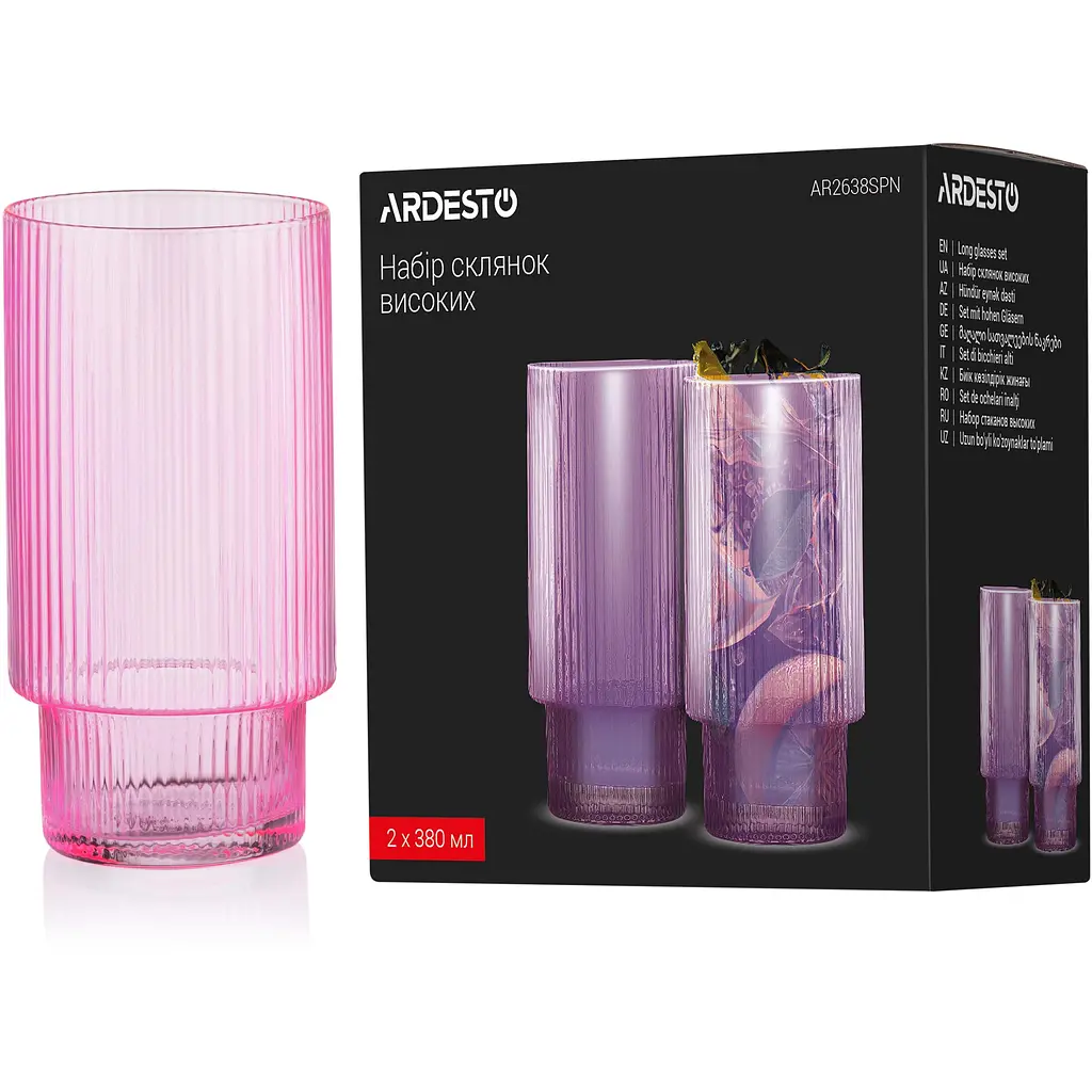 Набір склянок Ardesto 380 мл 2 шт. рожевий (AR2638SPN) - фото 3