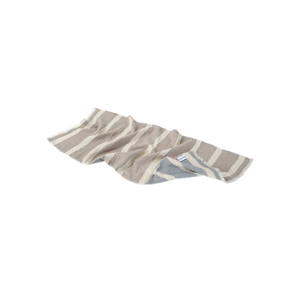 Рушник Lotus Home - Milana muslin beige-lead blue 80x160 - фото 6