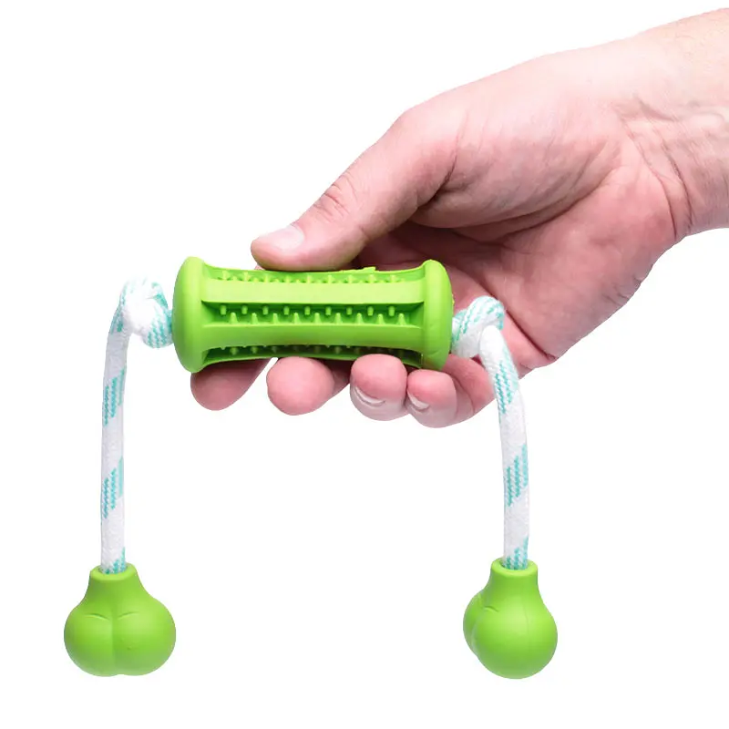 Іграшка для закладки ласощів з мотузкою Derby Rubber Dog Chew Toy Stick, Small Зелений - фото 4