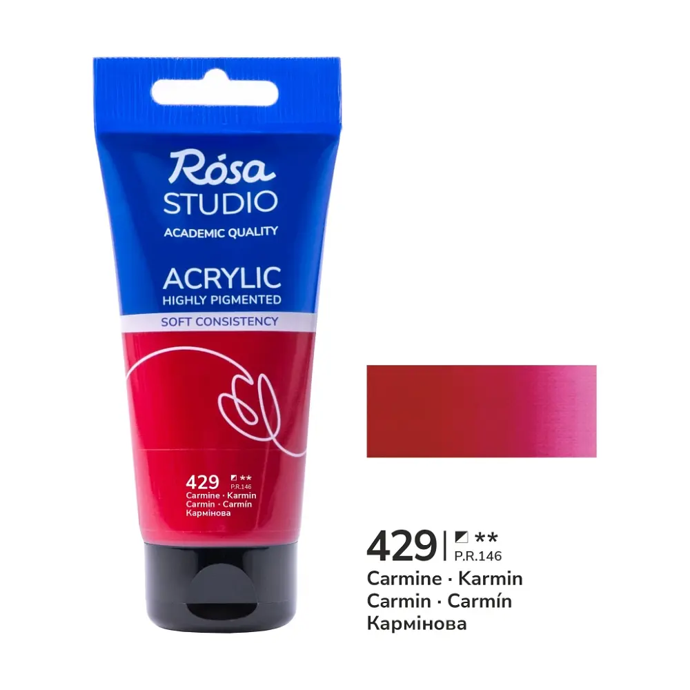Фарба акрилова Кармінова (429) 75 мл ROSA Studio (4823098511038)
