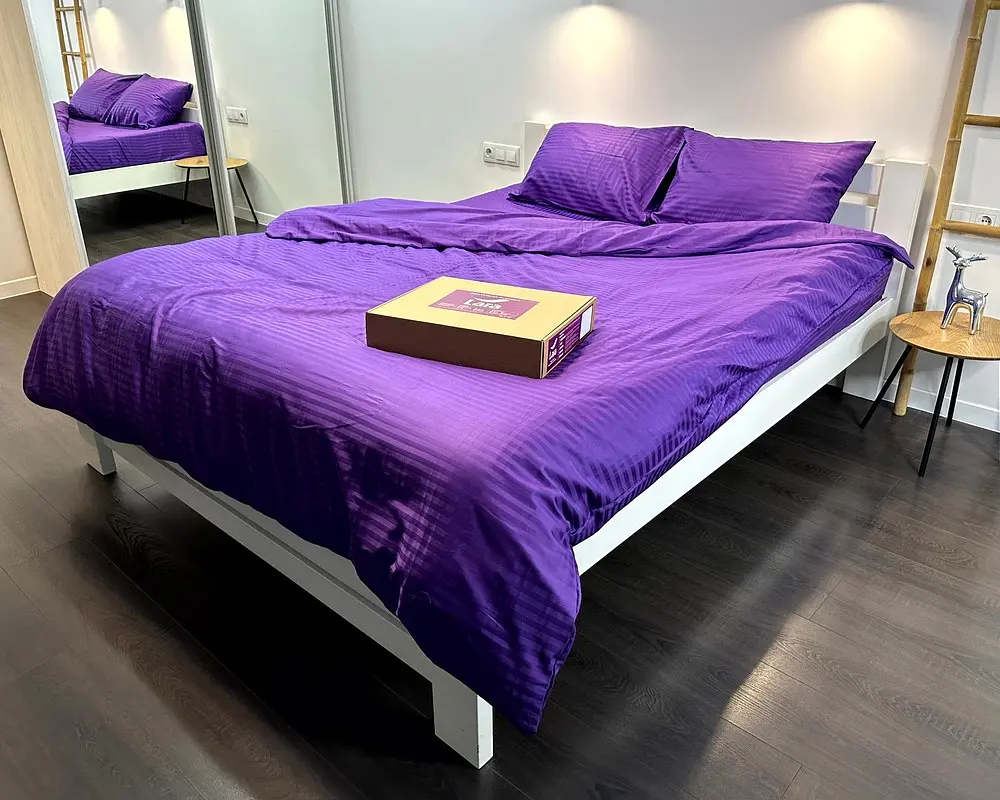 Постільна білизна LARA сатин-страйп LUX violet d13226е160 з простирадлом на резинці 160х200х25 євро - фото 3