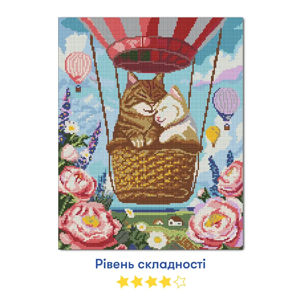Алмазна мозаїка «Коти на повітряній кулі» - фото 4