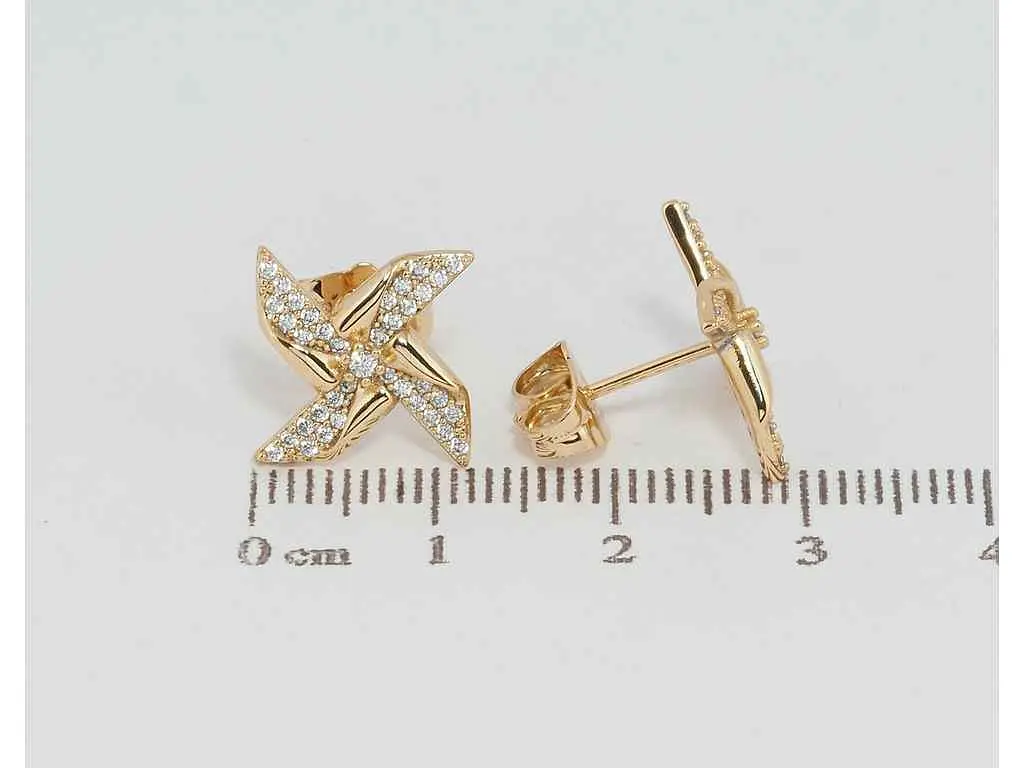 Сережки Xuping Позолота 18K пусети "Вітряки з цирконієм" (184199) - фото 2
