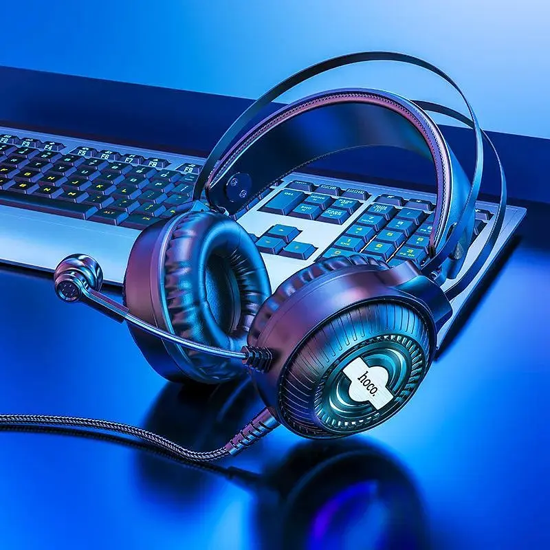 Hаушники игровые Hoco W101 Streamer gaming headphones LED подсветка - фото 3