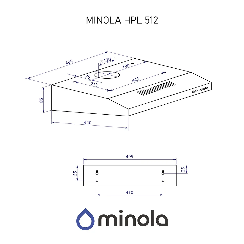 Витяжка плоска Minola HPL 512 BL - фото 11