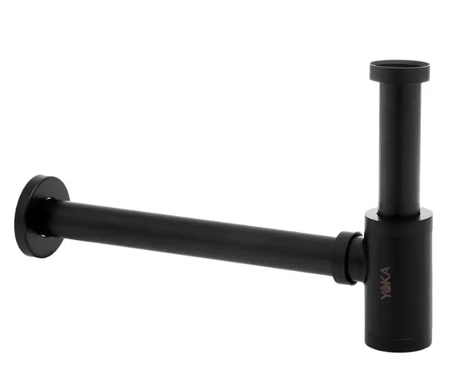 Сифон універсальний для умивальника Yoka black mat click-clack BK.SYPOP-14-BLK, Чорний матовий - фото 2