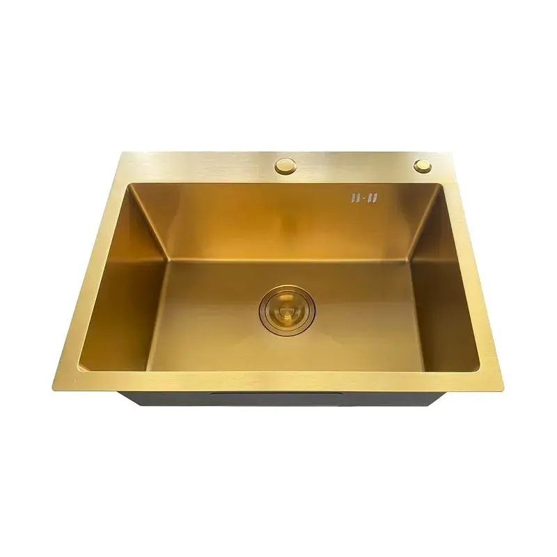 Кухонна мийка з нержавіючої сталі Mixxus MH5843 Micro Decor Brushed Gold MI8218, Золотий - фото 4