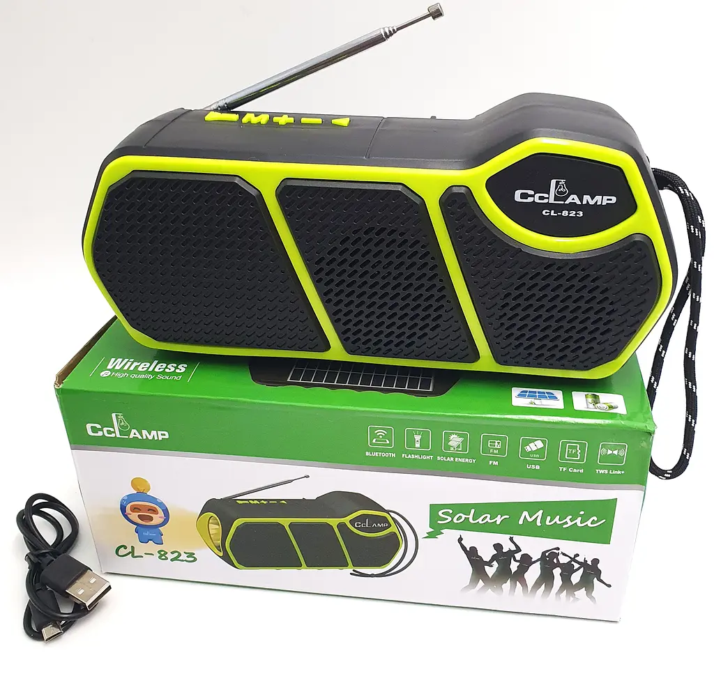 Радіоприймач ліхтар акумуляторний із сонячною панеллю та Bluetooth портативна колонка MP3 USB порт радіо світильник CCLAMP CL-823 зелений - фото 5