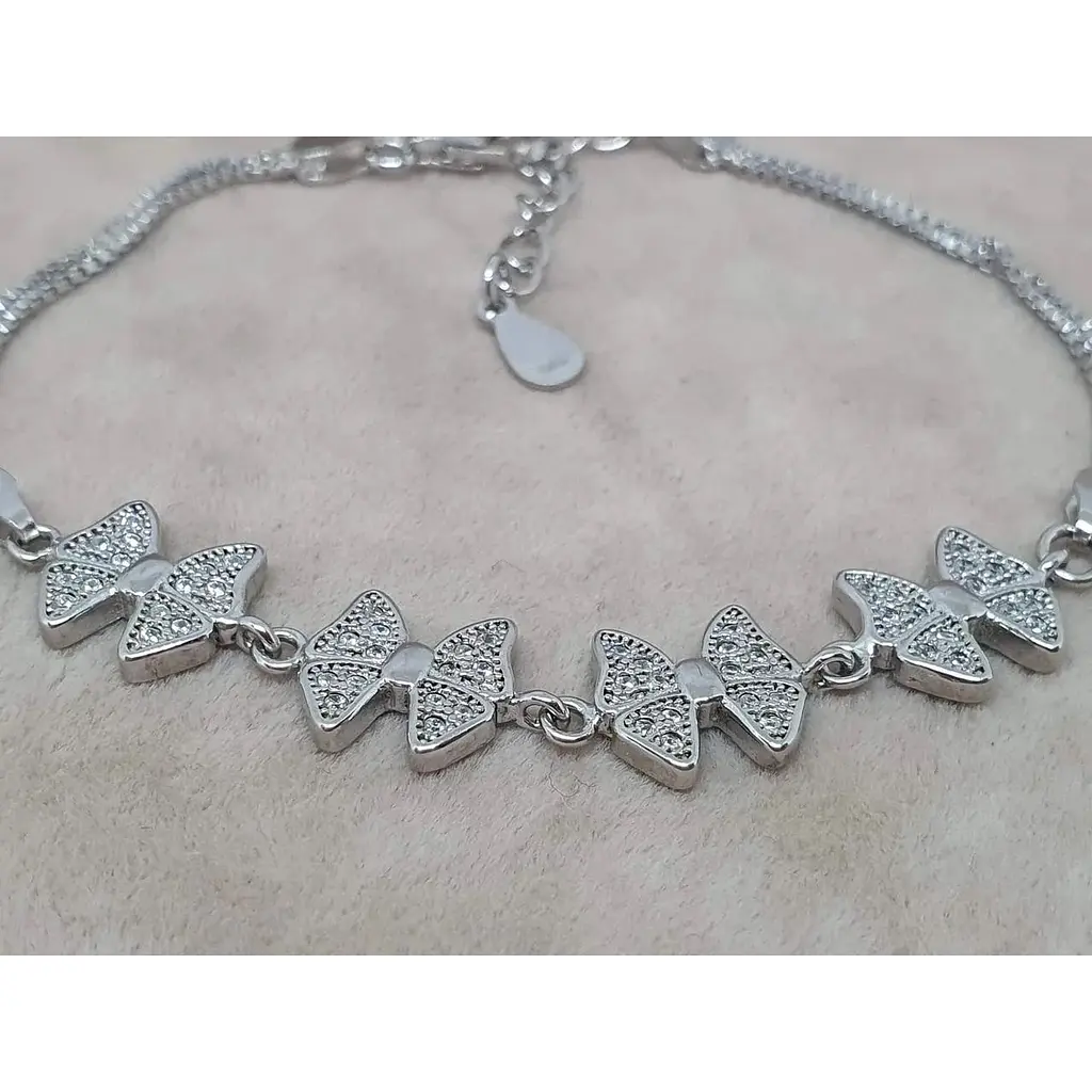 Серебряный браслет TOP Silver Бабочки с фианитами. 550078Б - фото 2