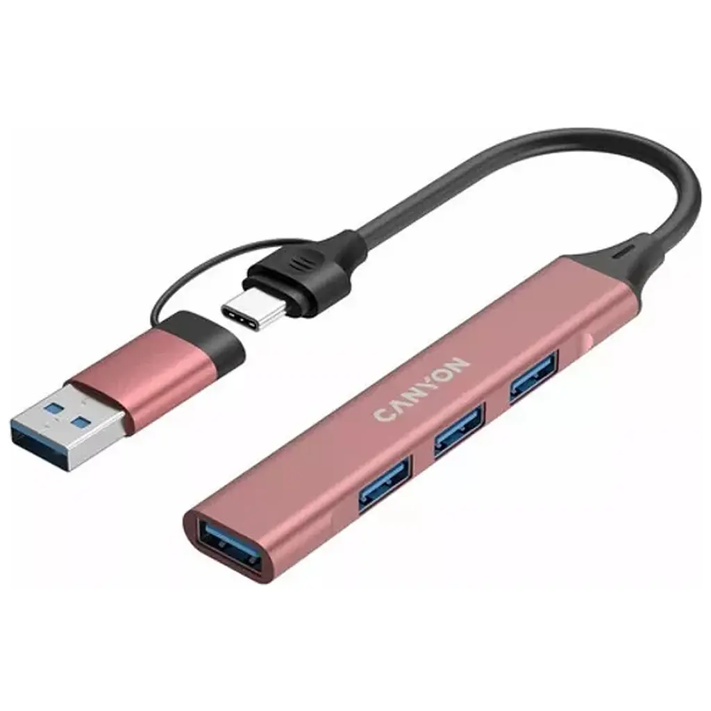 Концентратор Canyon hub DS-02 4in1 USB-A/C Pink (CNS-TDS02P) - фото 4