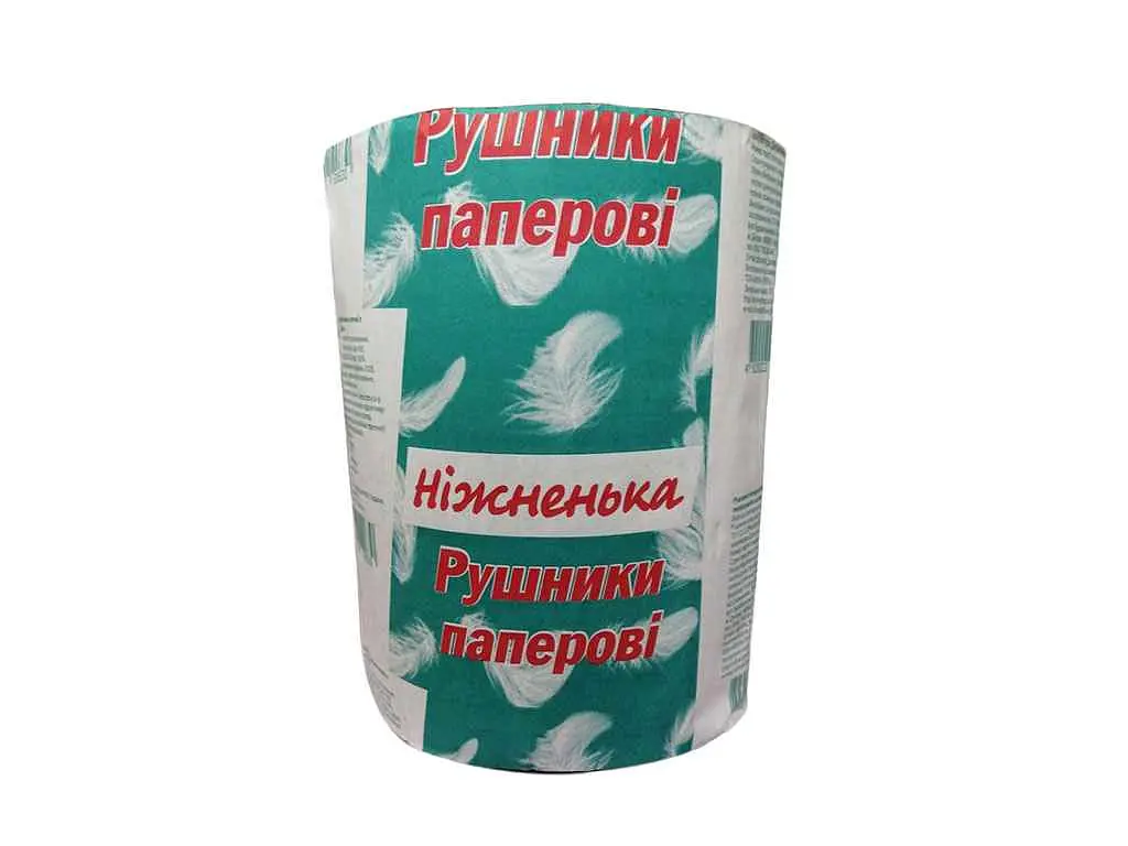Рушники паперові НІЖНЕНЬКА з тисненням зелені рулони 185 x 150/45