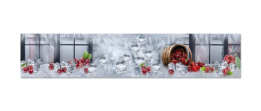 Кухонний фартух самоклеючий Крижана Вишня для кухні наклейка ягоди лід сірий 60х300 см Happy Pocket Z180383 - фото 2