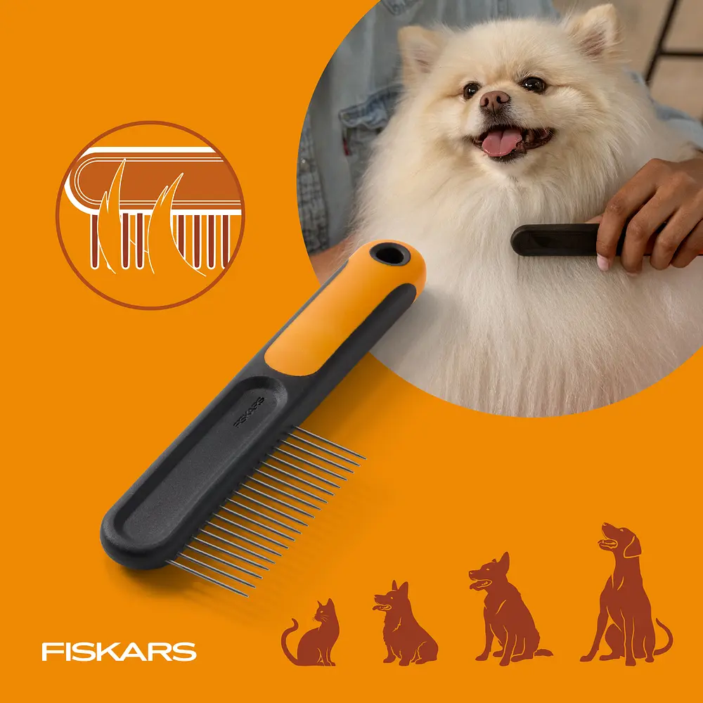 Гребінець для розчісування собак і котів Fiskars Wide Toothed Comb (2009134) - фото 7