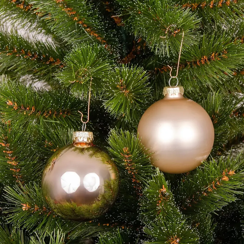 Комплект ялинкових кульок Mica Decorations скляні 6 см золоті 10 шт. (1180859) - фото 2