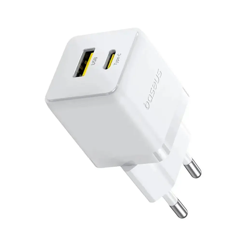 Зарядний пристрій Baseus Palm швидке заряджання USB-C + USB-A 20 Вт білий (P10111608213-00)