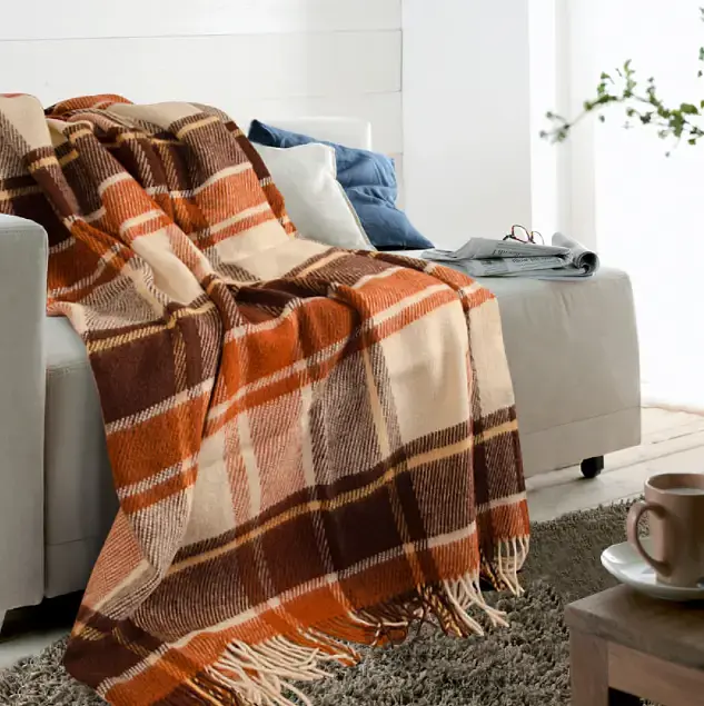 Плед Ярослав шерстяной 200х140 см коричневый с бежевым (40230) - фото 3