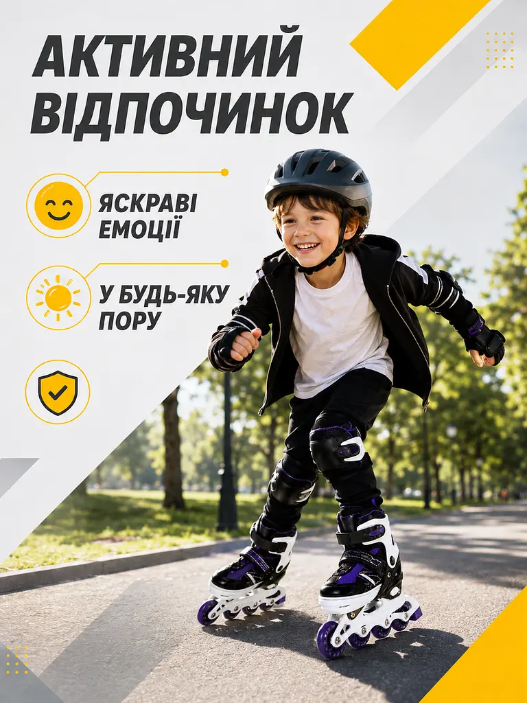Дитячі ролики та ковзани 2 в 1 35-38 для хлопчика і дівчинки, розсувні чорно-фіолетові (49676192) - фото 4