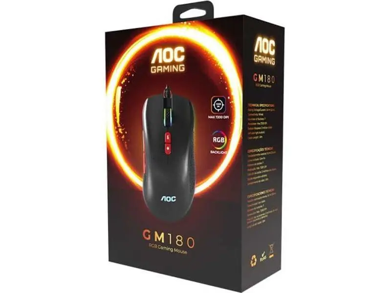 Миша AOC GM180B LED USB Black (GM180B/LA) - фото 2