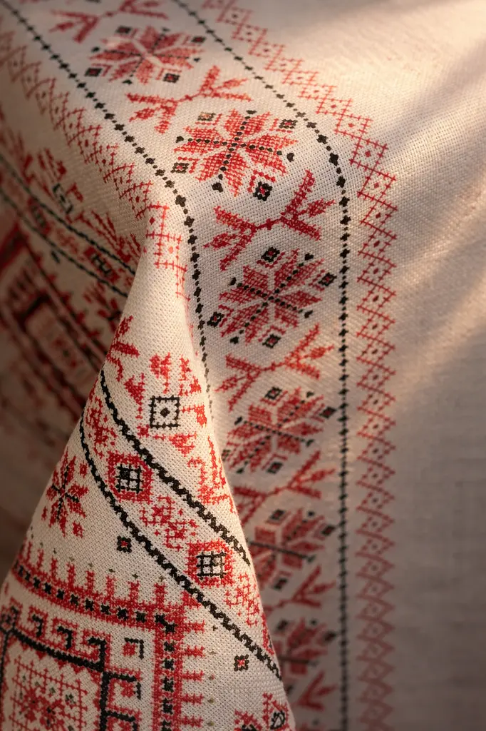 Скатертина Ecotton 150х180 см бавовняна в етно стилі з українською вишивкою біла (23699) - фото 6