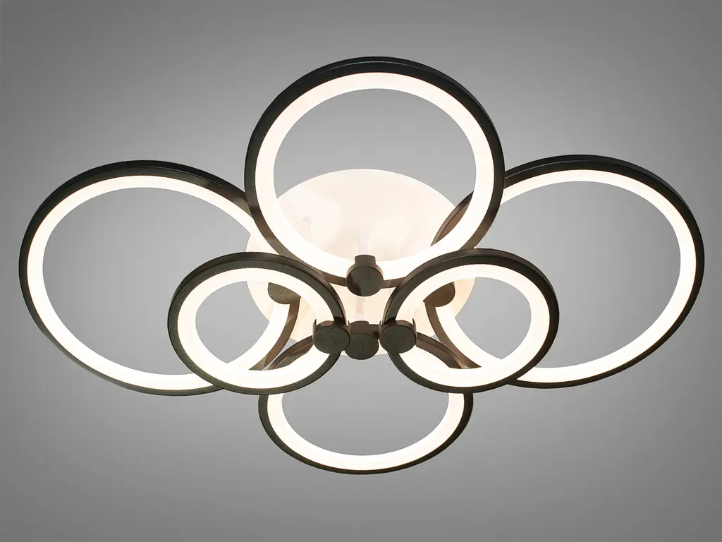 Стельова LED-люстра Diasha 8022/6BK 110W, 6 кілець, 3 кольори світла, Ø58x80 см, диммер, пульт - фото 4