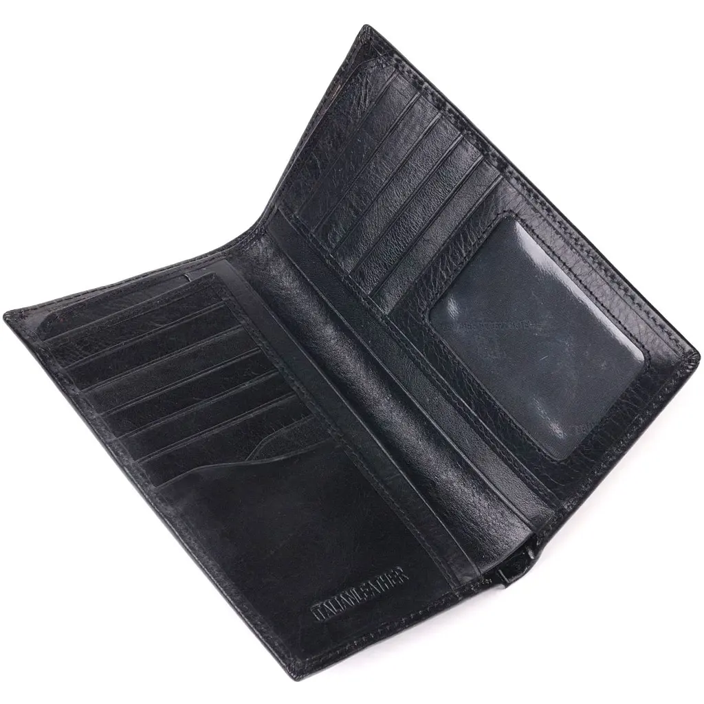 Вертикальний гаманець для чоловіків із натуральної шкіри ST Leather 19420 чорний - фото 9
