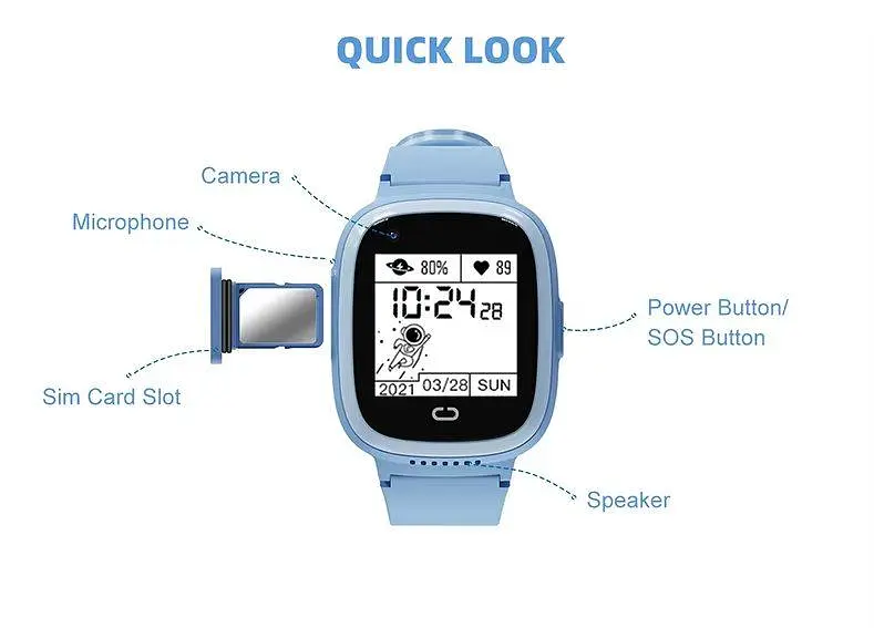 Смарт годинник телефон для дітей Lemfo M90S з GPS трекером, 4G LTE, відеозв'язком, камерою та прослуховуванням Чорний - фото 8