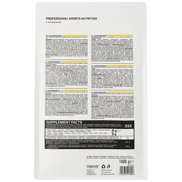 Моногідрат Creatine Monohydrate 1000 грам Лимон OstroVit vit0005346 - фото 2