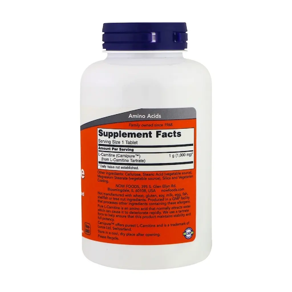 Вітамін Now Foods L-Карнітин, 1000 мг, L-Carnitine, 50 таблеток (NF0067) - фото 2