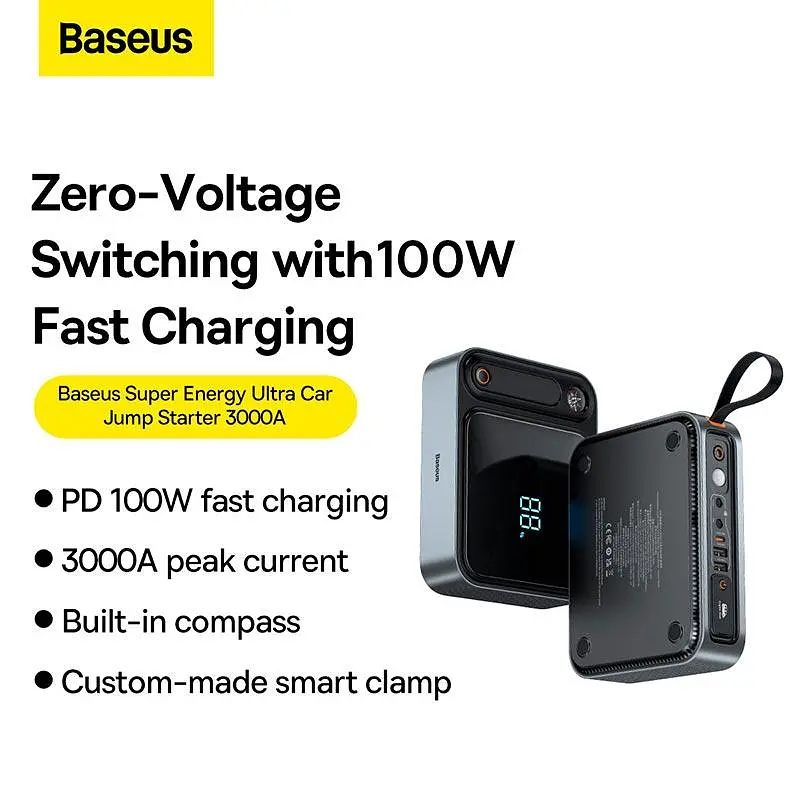 Пусковий пристрій для авто Baseus Super Energy Ultra Jump Starter 3000A 26800mah - фото 4