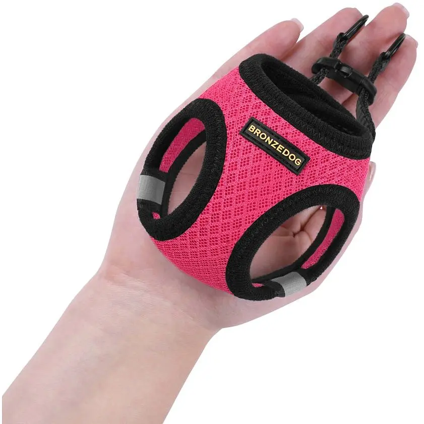 Шлея для собак Bronzedog Mesh Vest, розмір 4XS, 20х24 см, рожева - фото 3