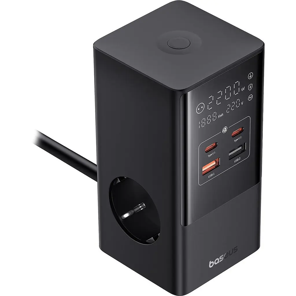 Мережевий зарядний пристрій Baseus GaN PowerCombo Tower Digital PowerStrip 35W Black E00023606113-00 [150724] - фото 4