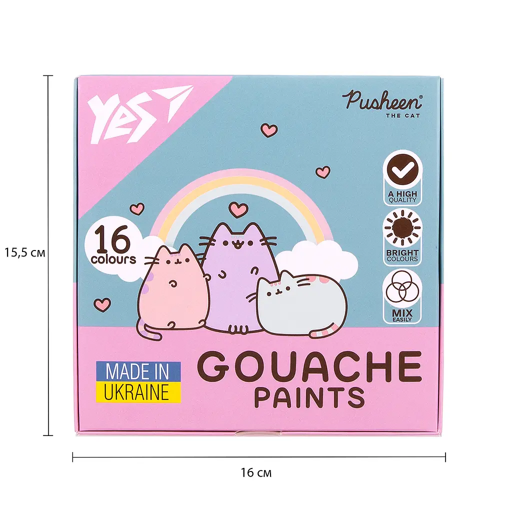 Фарби гуашеві Yes Pusheen 16 кольорів 20 мл (230403) - фото 3