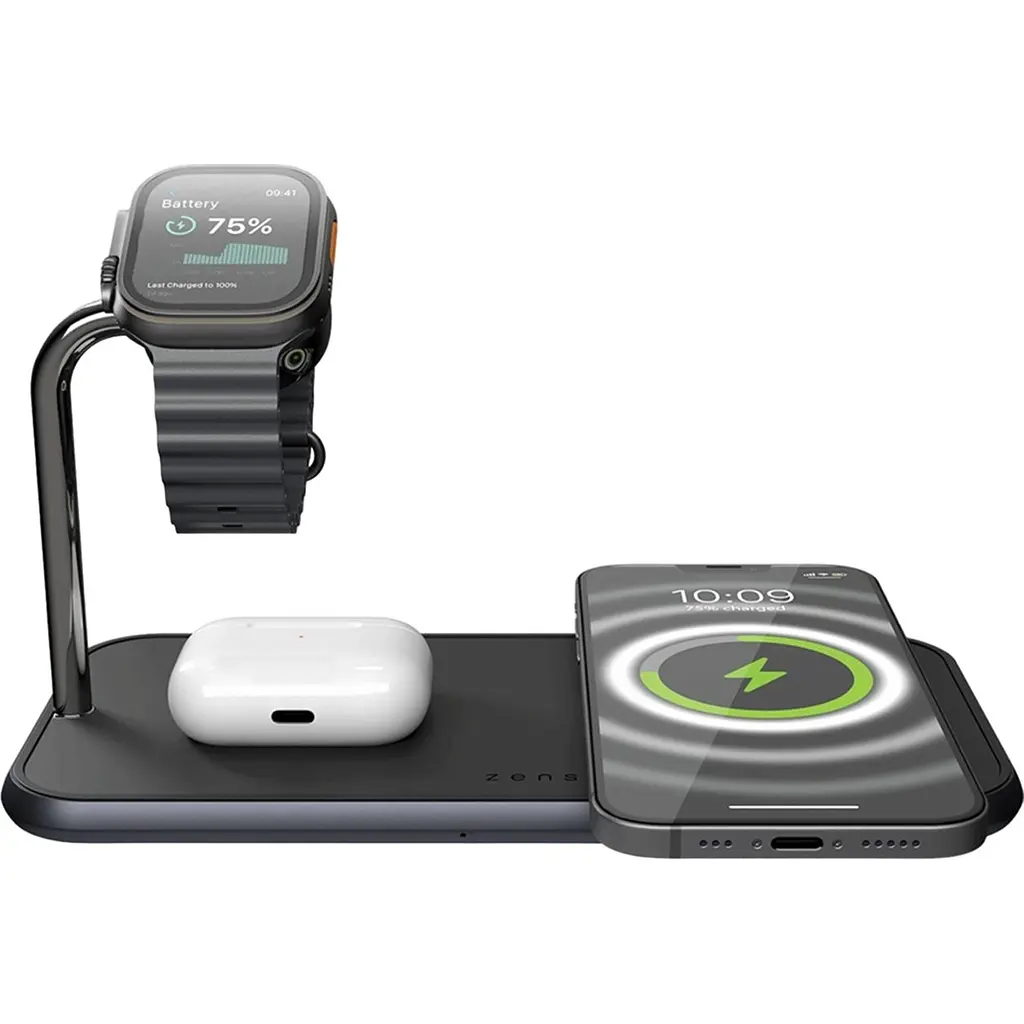 Бездротовий зарядний пристрій Zens Dual + Watch Aluminium Wireless Charger Black (ZEDC05BM/00) - фото 4