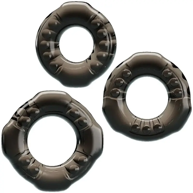 Набір ерекційних кілець Baile Cock Ring Yvonne Set of 3 (чорний) - фото 2