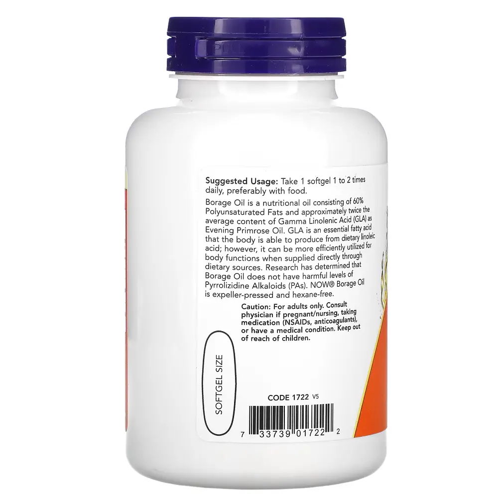 Жирні кислоти NOW Borage Oil 1000 mg, 120 капсул - фото 3