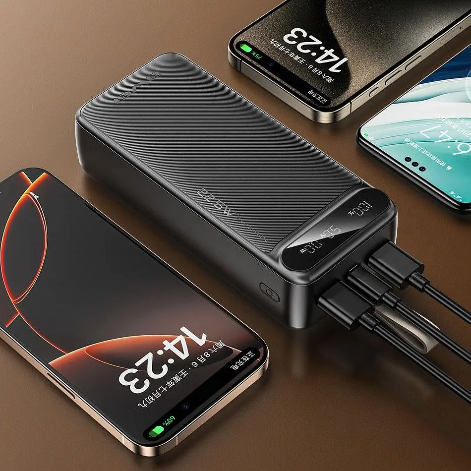 Повербанк Awei PA12 на 30000 mah 22.5W Чорний, зовнішній акумулятор роутера — телефона, потужний powerbank - фото 3