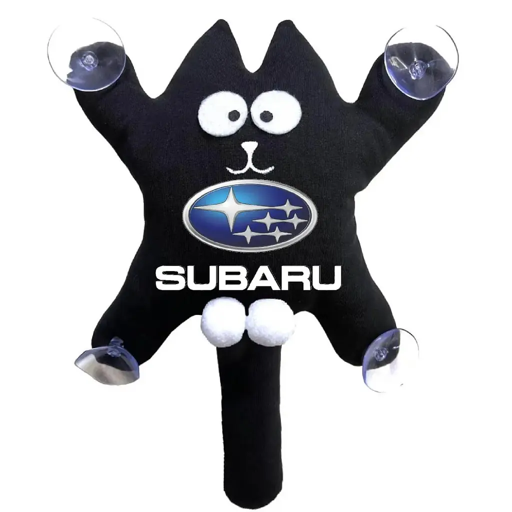 Іграшка на присосці Кіт Саймон XL Subaru Жирний Кіт Чорний (Кольоровий логотип 3D)