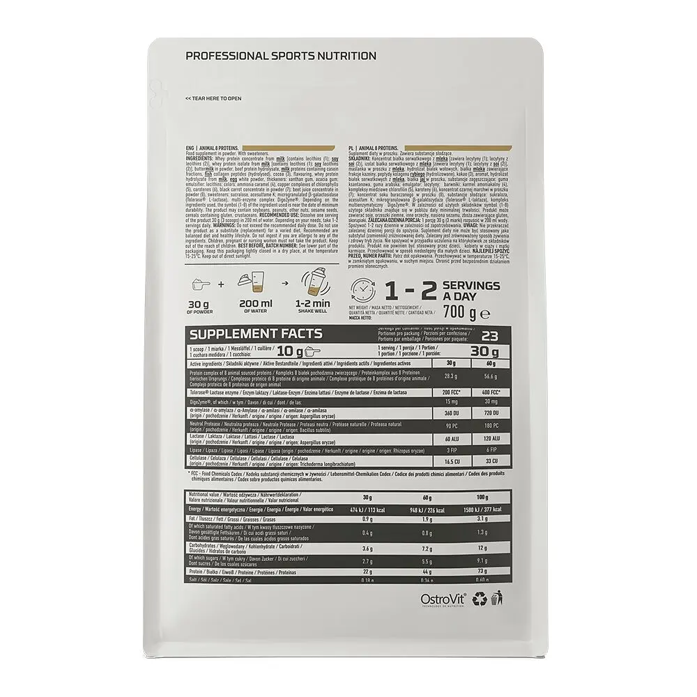 Протеин OstroVit Animal 8 Proteins Шоколад 700 г - фото 2