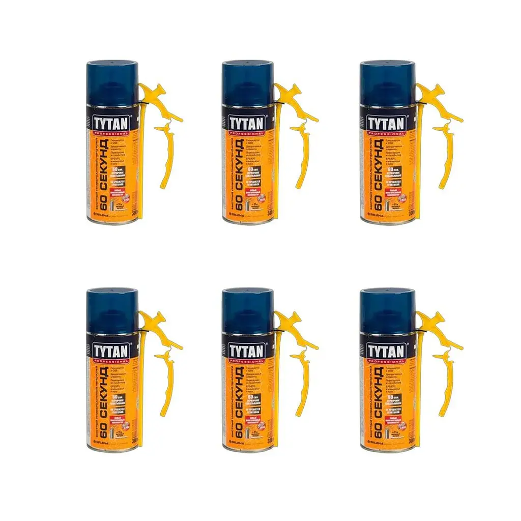 Піна-клей монтажна Tytan Professional 60 секунд 1.8 л (6 шт. x 300 мл) - фото 2