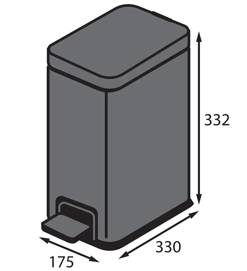 Відро для сміття з плавним закриттям прямокутне Koer TC-010108-07 8 л graphite KR5591, Графит - фото 5