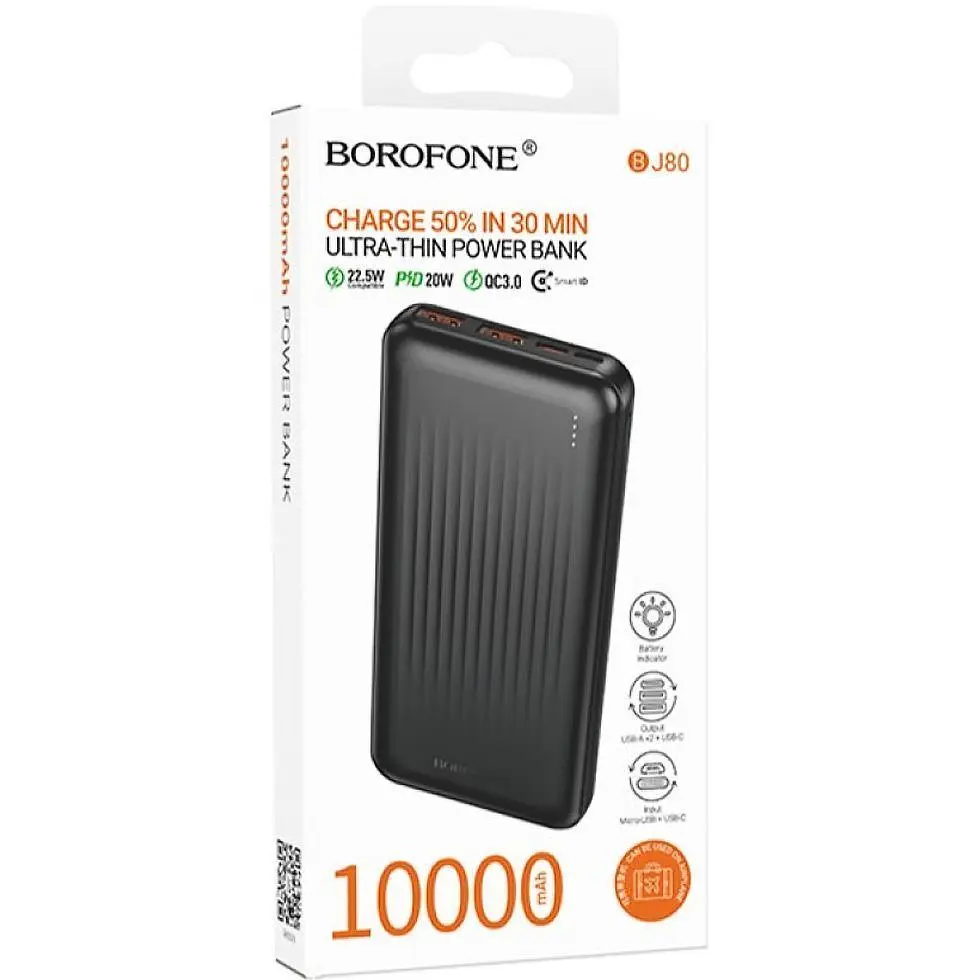 Зовнішній акумулятор Borofone BJ80 Clever 10000mAh 22.5W Black [161193] - фото 6