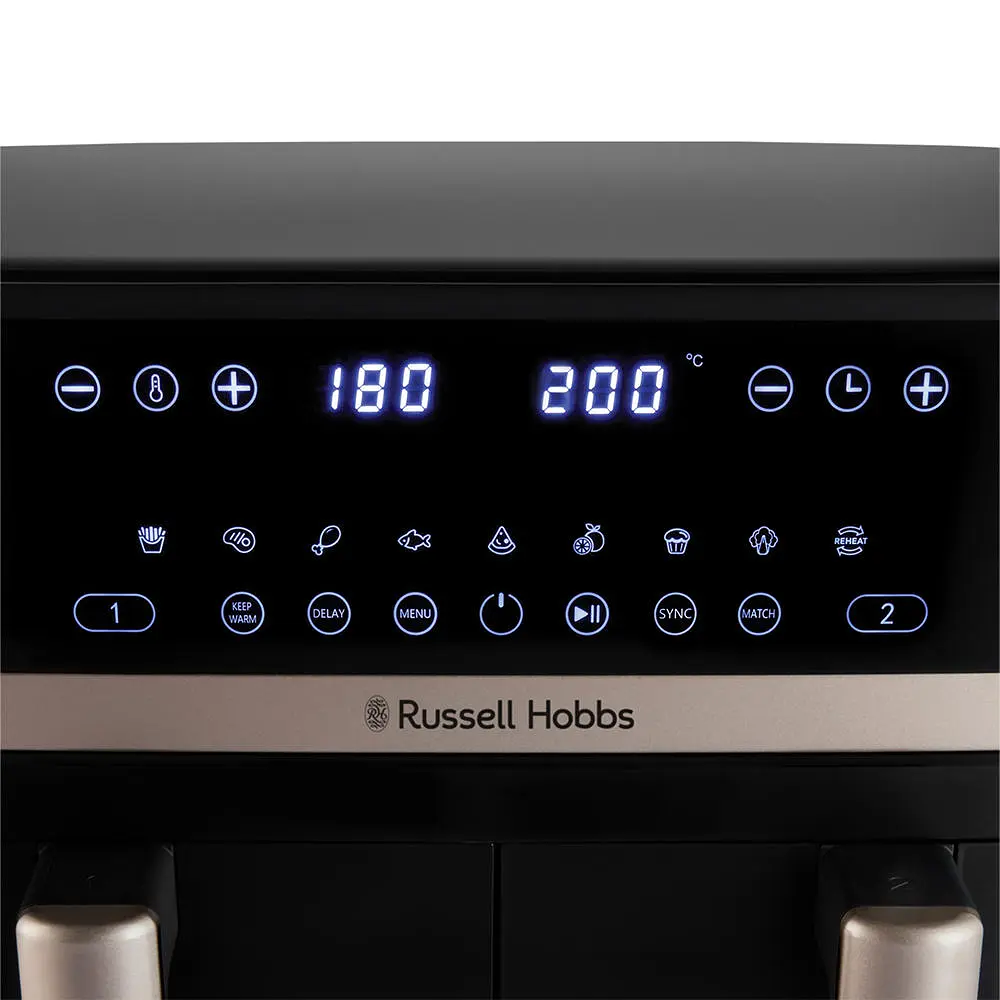 Мультипіч Russell Hobbs Satis Fry DualBaske 2800Вт 4.5/4.5л 9 програм пластик чорний - фото 9