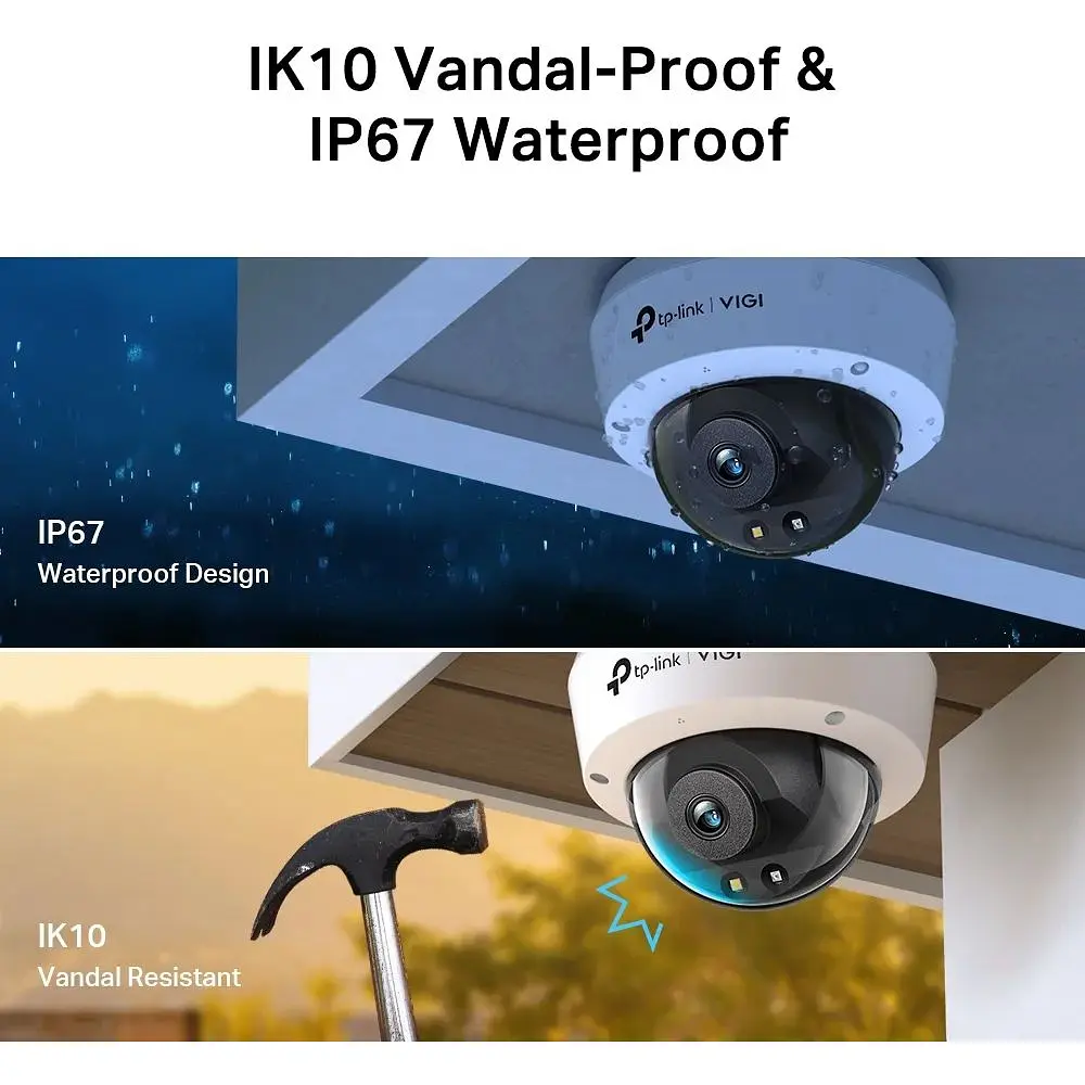 IP-камера TP-Link VIGI C250-4, PoE, 5Мп, 4 мм, H265+, IP66, Dome, кольорове нічне бачення, зовнішня - фото 10
